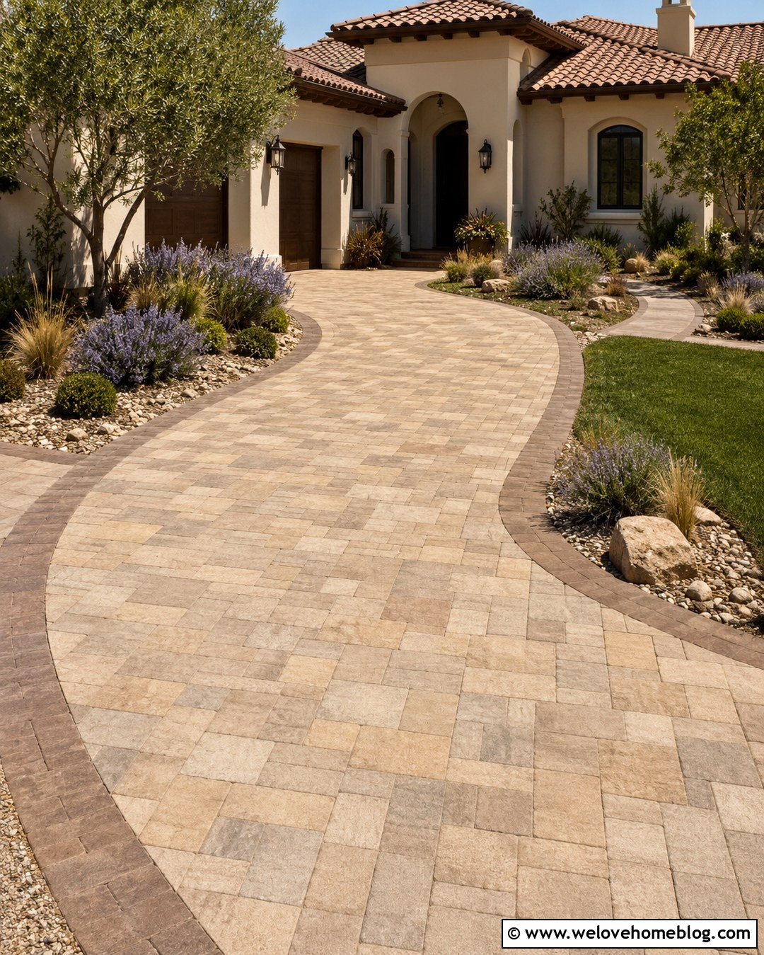 Beige Interlock Driveway - 20 Interlock Driveway Ideas