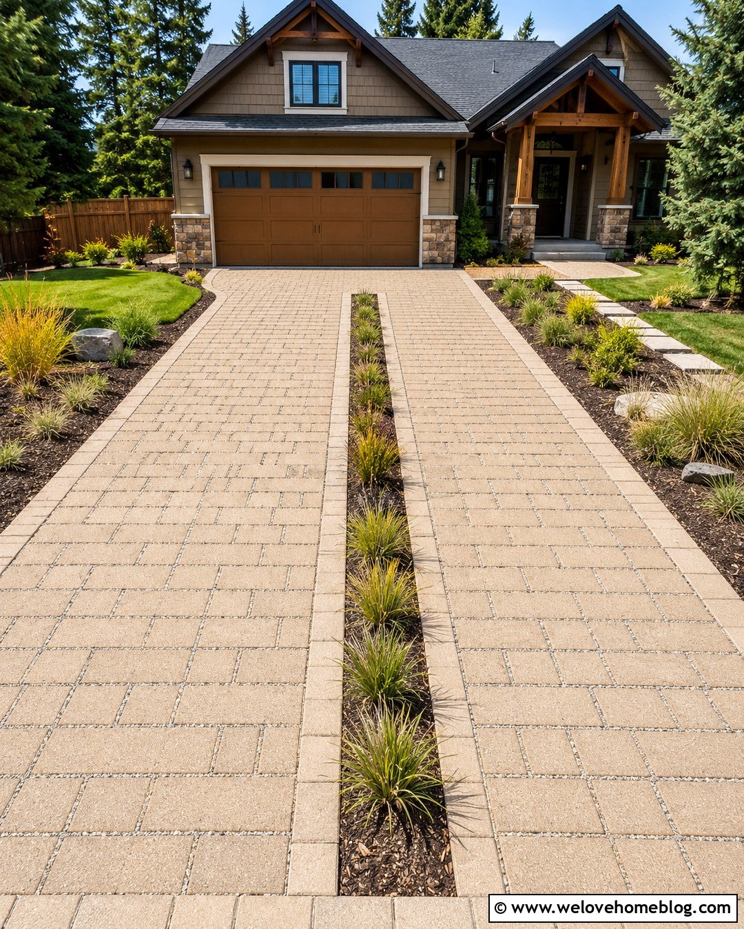 Beige Permeable Paver Driveway - 20 beige driveway ideas