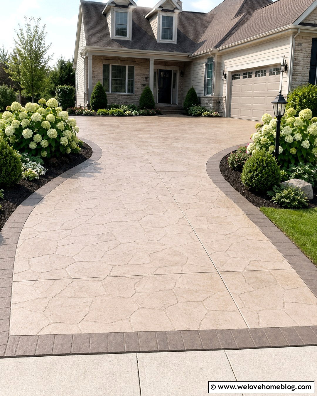 Beige Stamped Concrete Driveway - 20 beige driveway ideas