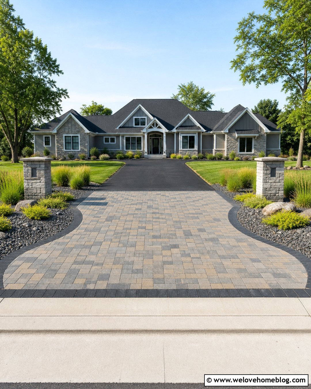 Belgard Style Paver Apron With Driveway Wings - 20 Paver Apron Driveway Ideas
