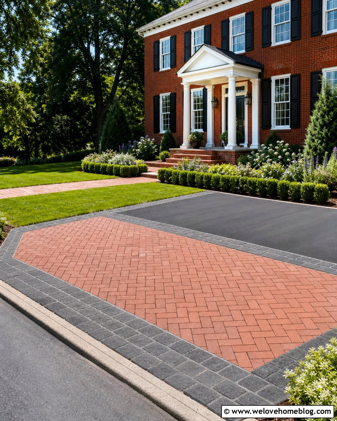 Belgian Block Apron With Brick Paver Center - 20 Belgian Block Driveway Apron Ideas