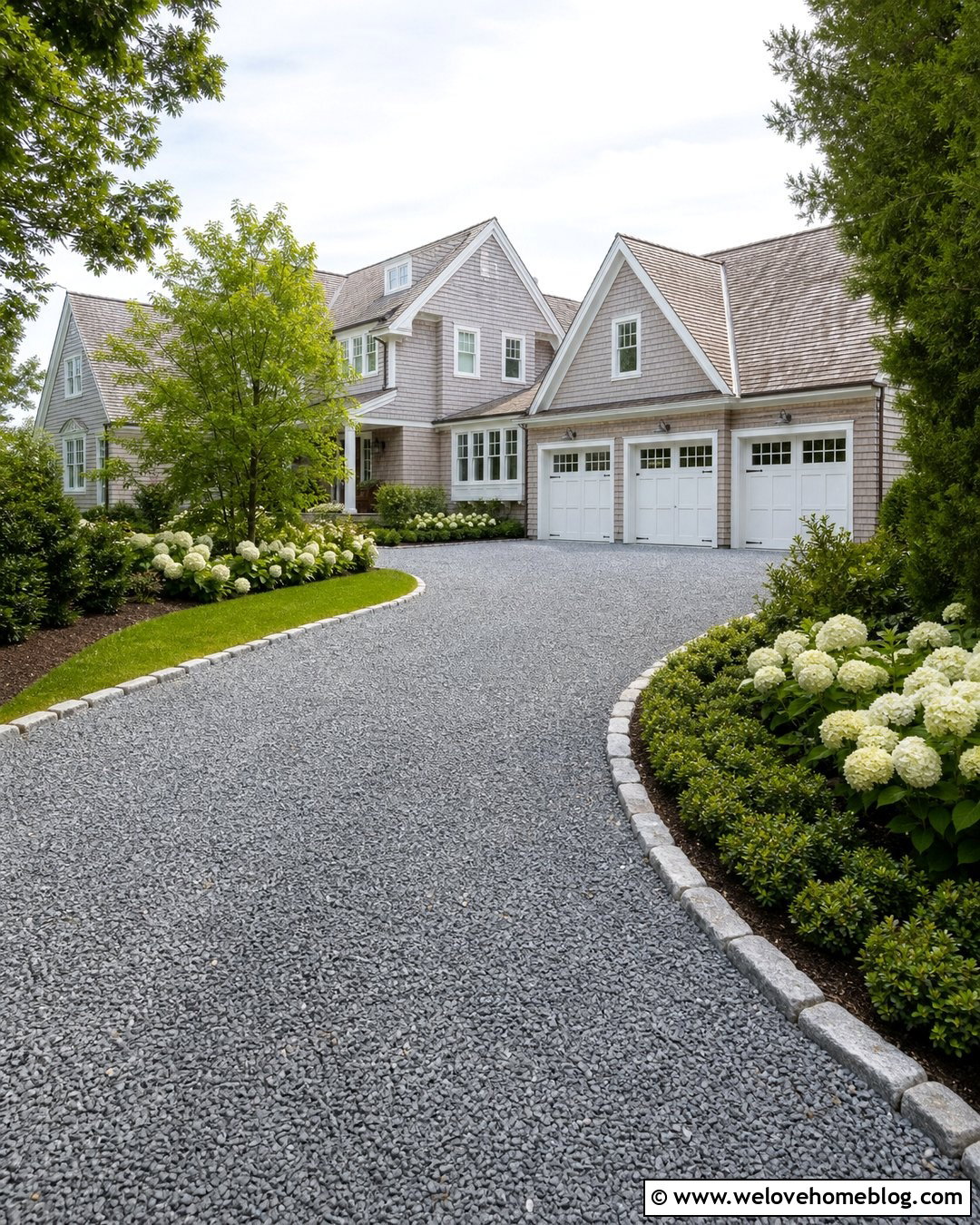 Belgian Block Driveway Edging With Hydrangeas - 30 driveway landscaping edging ideas
