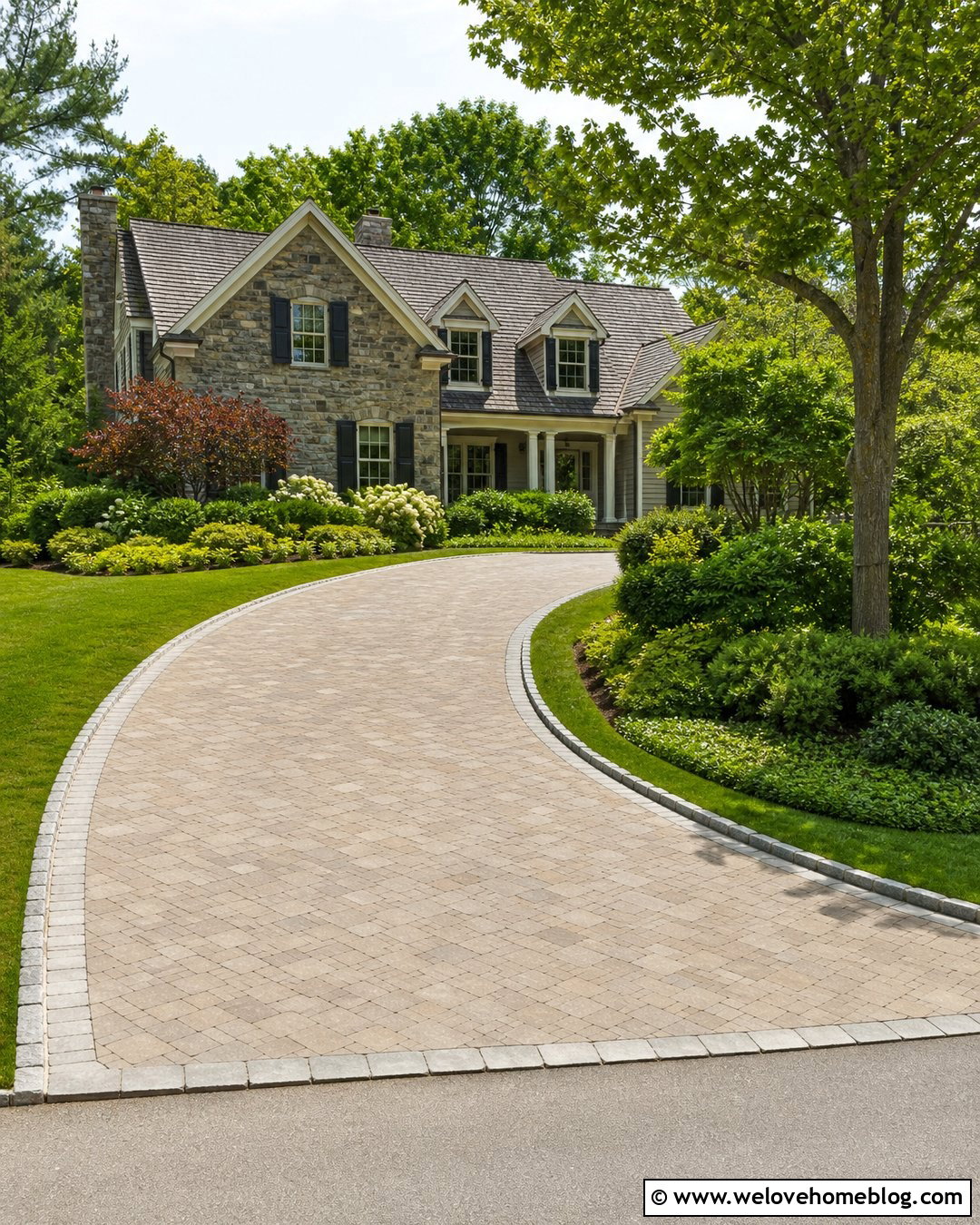 Belgian Block Edge With Paver Driveway - 20 Driveway Edge Ideas