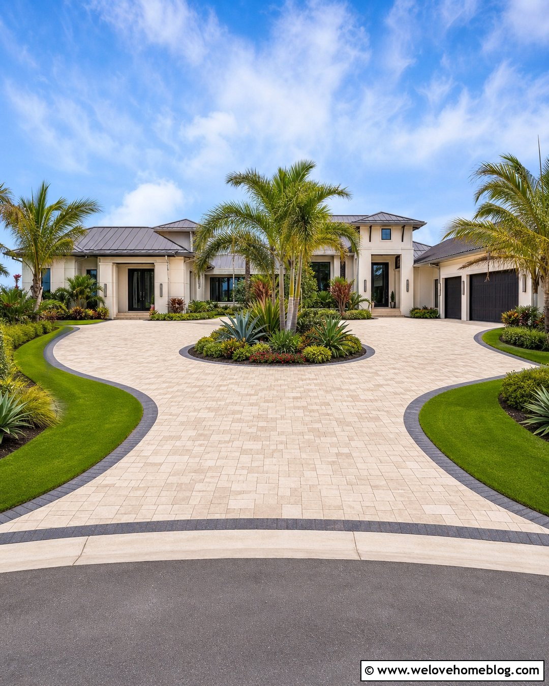 Big Driveway With Palm Tree Landscaping - 30 big driveway ideas