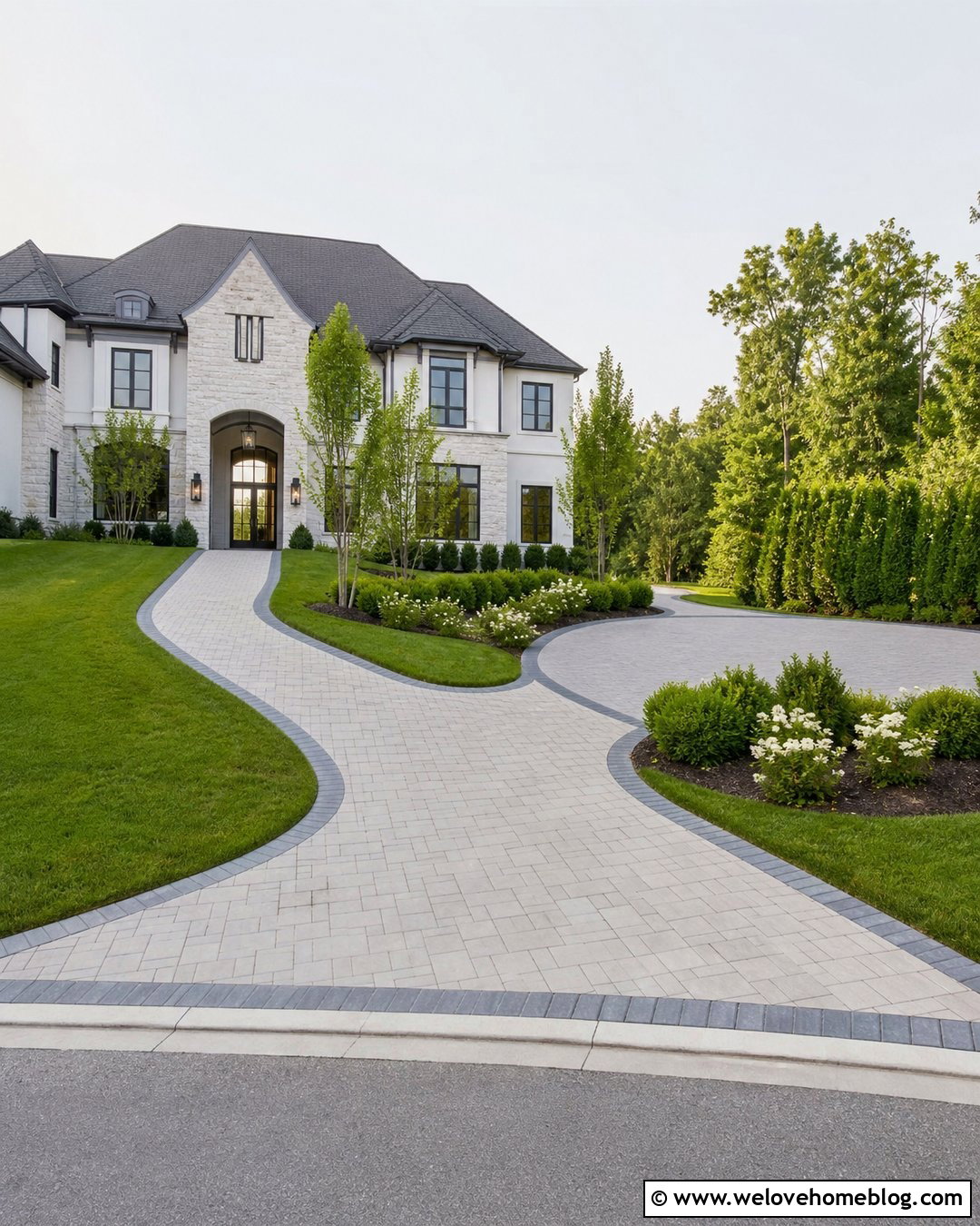 Big Driveway With a Side Parking Court - 30 big driveway ideas