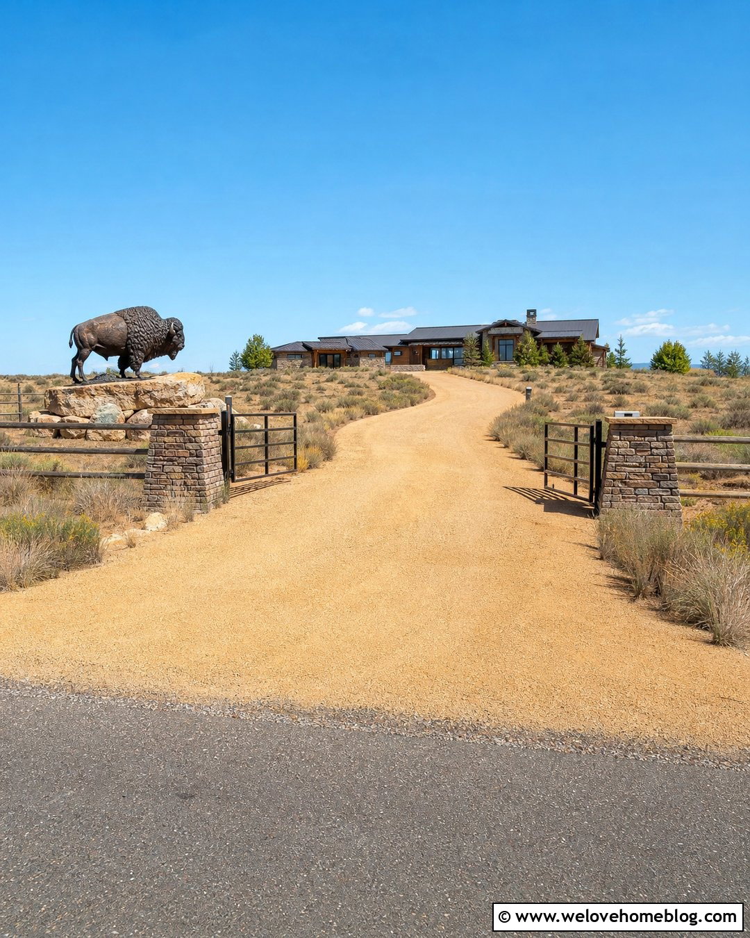 Bison Statues for Western Driveway - 20 Driveway Entrance Statues Ideas