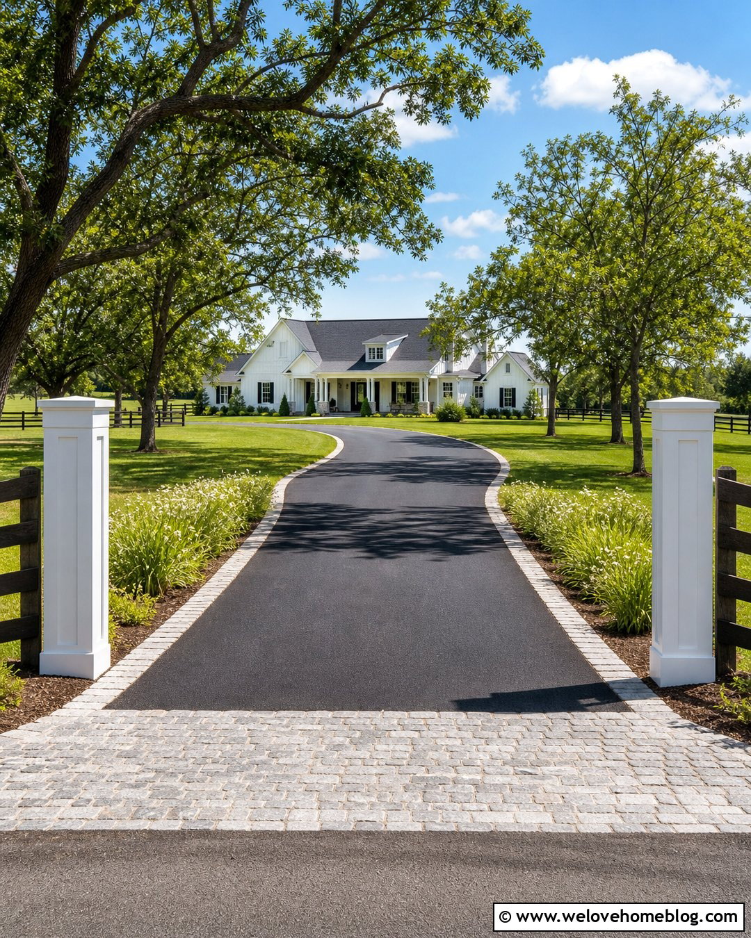 Bitumen Driveway With Farmhouse Entrance - 25 Bitumen Driveway Ideas