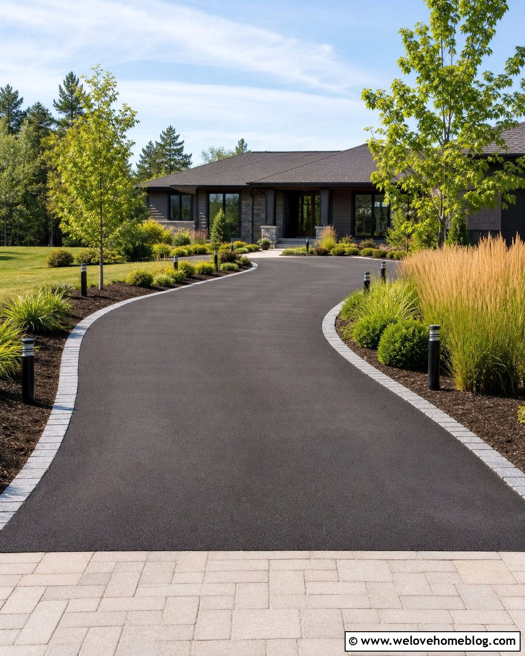 Bitumen Driveway With Landscape Lighting - 25 Bitumen Driveway Ideas