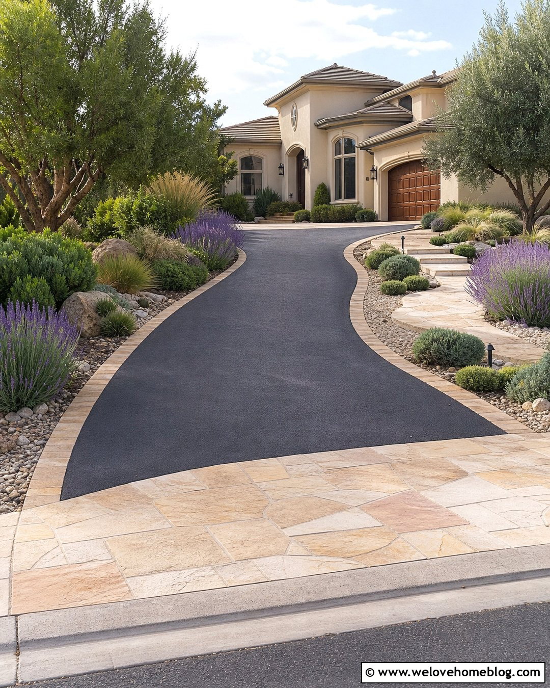 Bitumen Driveway With Sandstone Border - 25 Bitumen Driveway Ideas