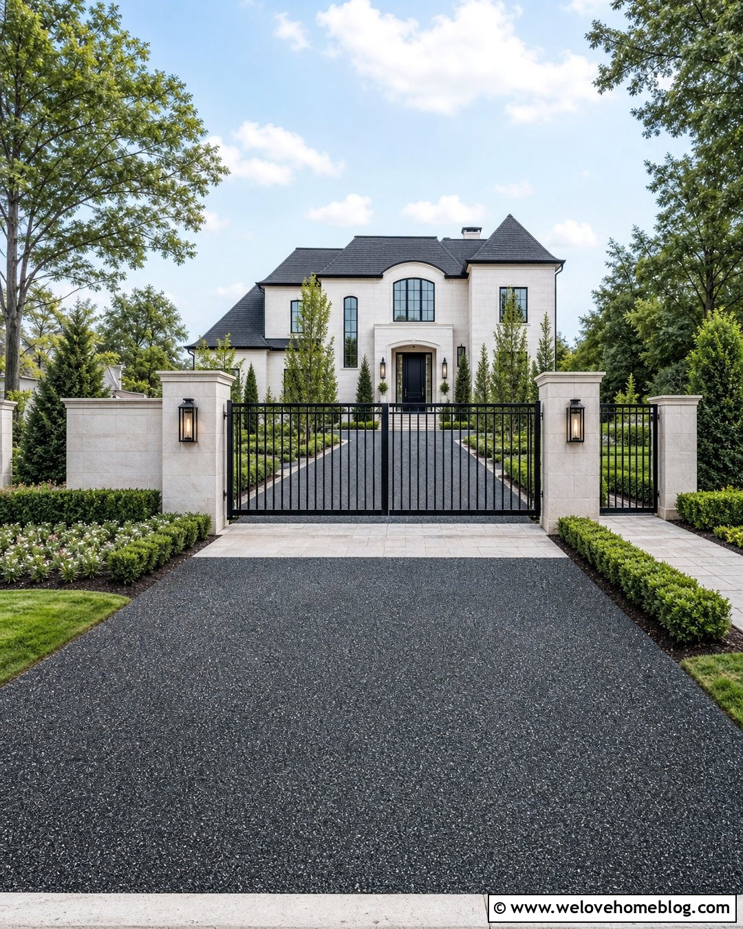 Black Aggregate Driveway With Black Metal Gate - 20 black aggregate driveway ideas