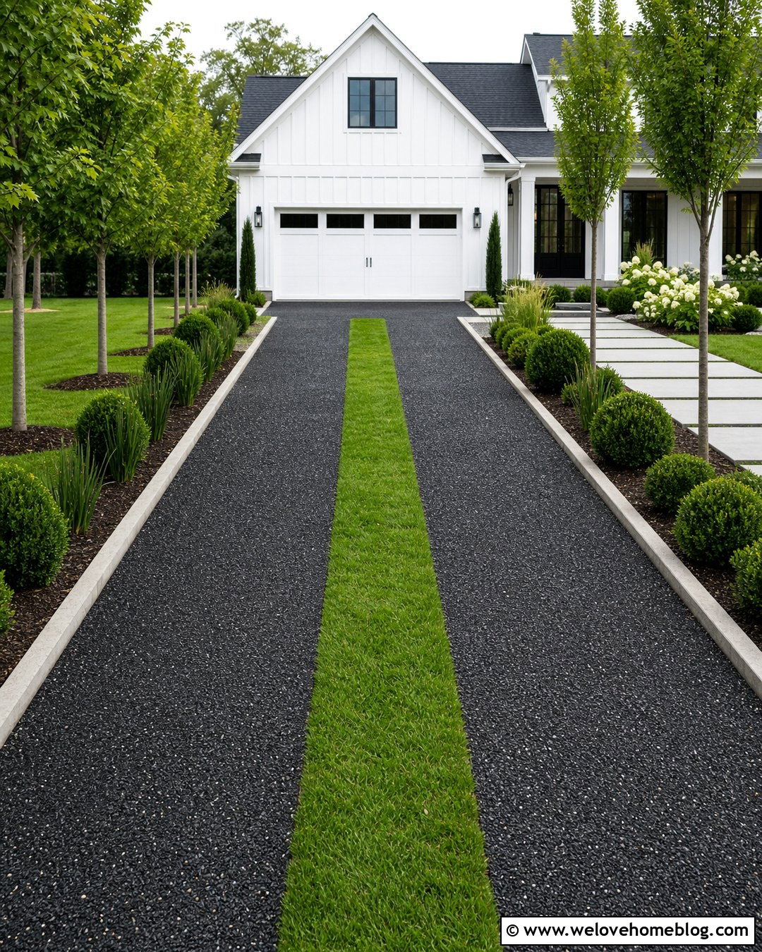 Black Aggregate Driveway With Grass Strips - 20 black aggregate driveway ideas