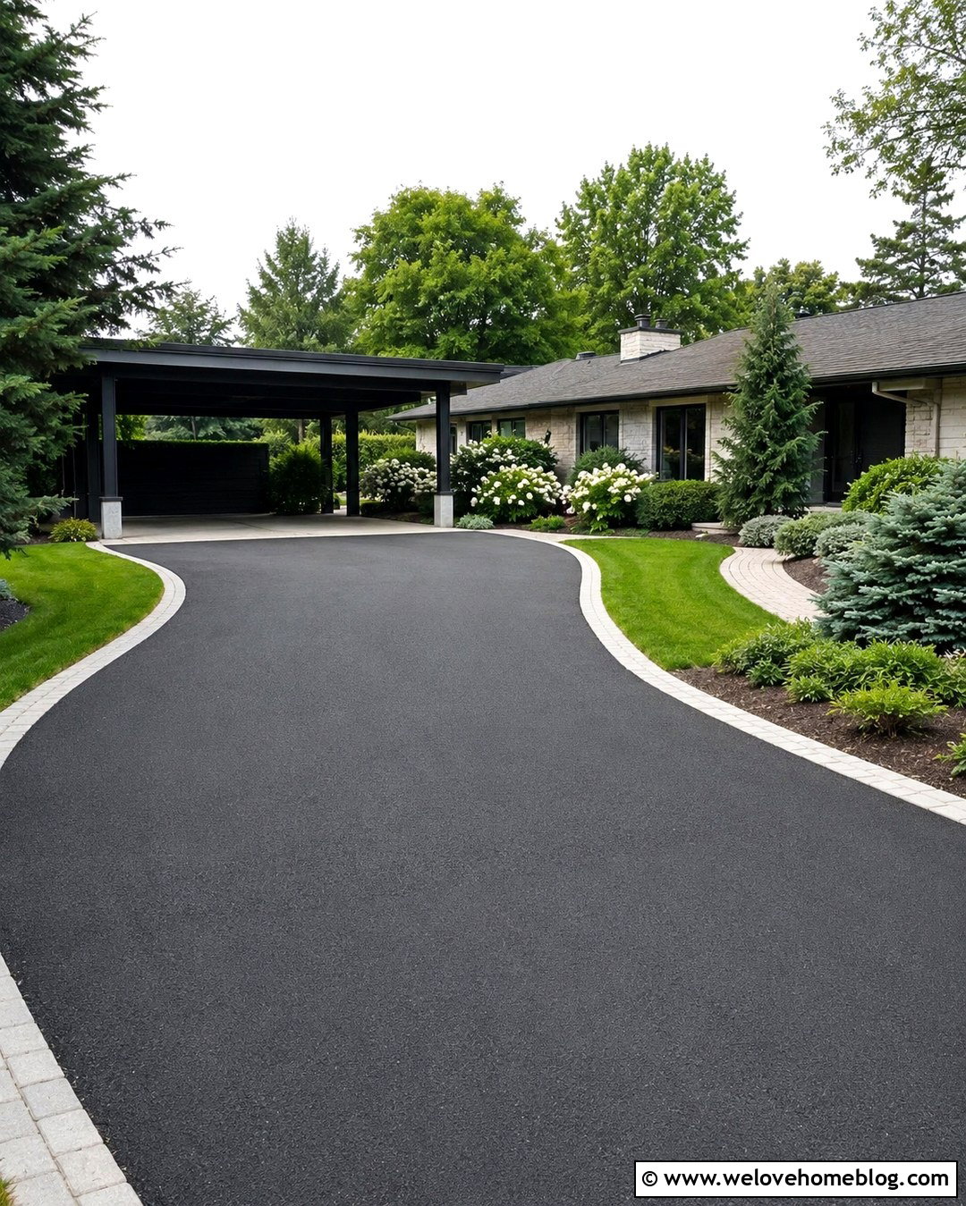 Black Asphalt Carport Driveway - 20 Carport Driveway Ideas