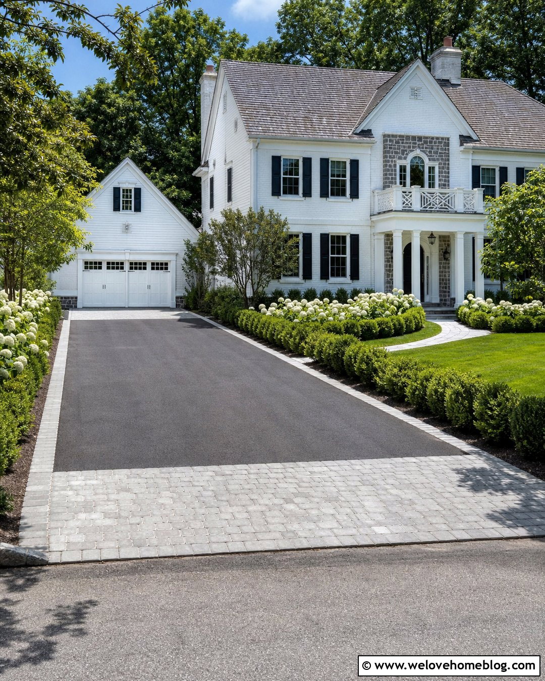 Black Asphalt Driveway With Belgian Block Edging - 30 Driveway Installation Ideas