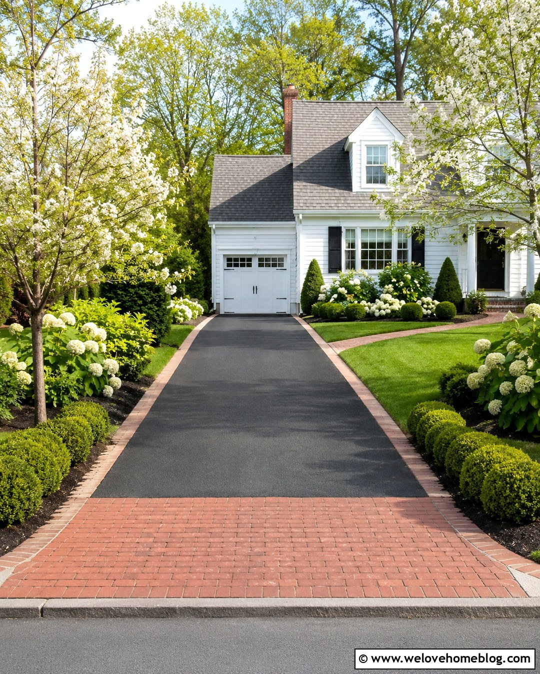 Black Asphalt Driveway With Brick Border - 20 New Driveway Ideas