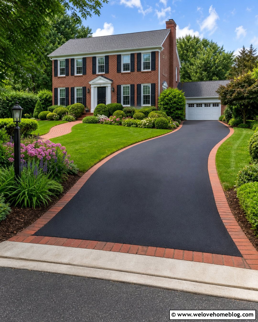 Black Asphalt Driveway With Brick Border - 40 driveway paving ideas
