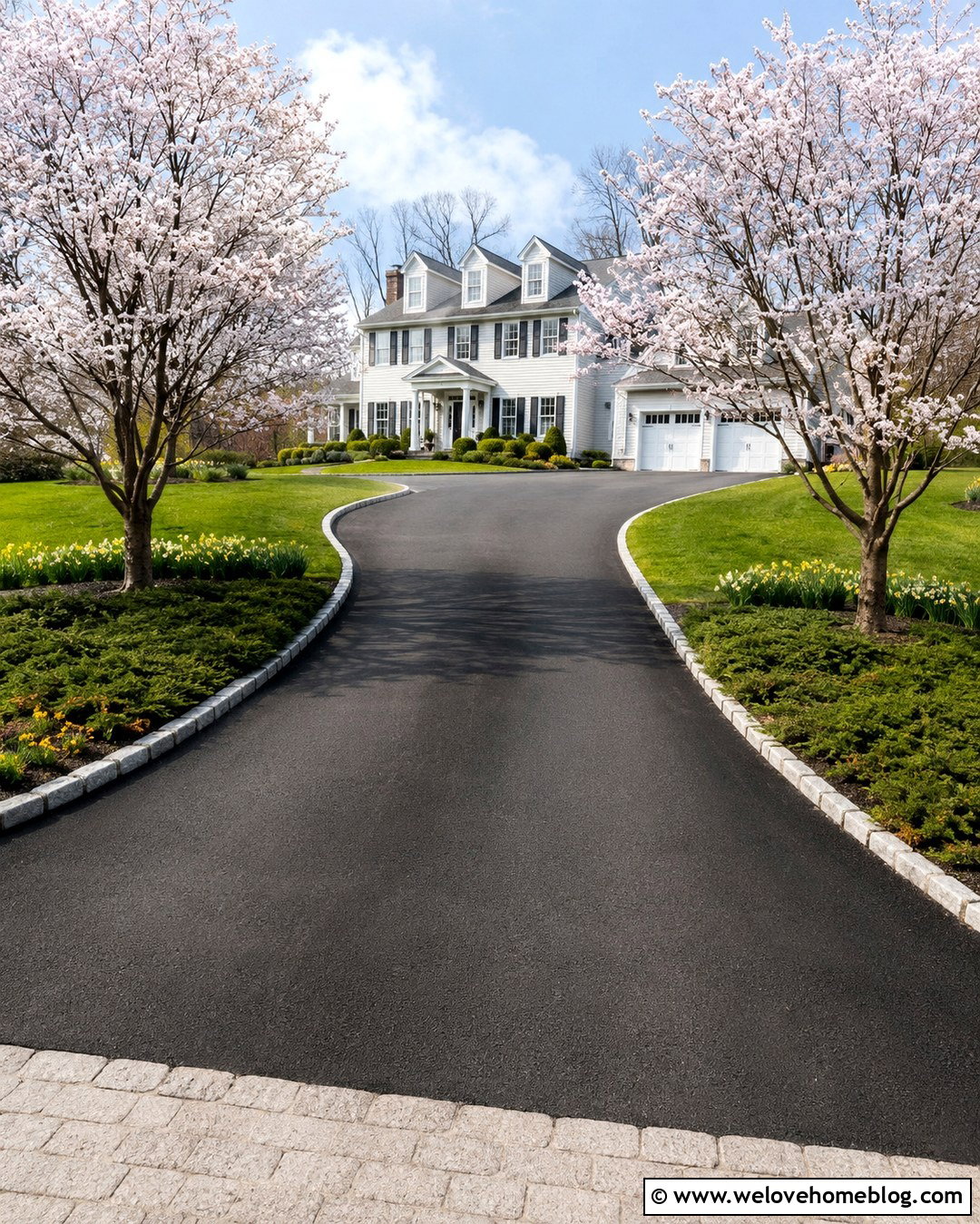 Black Asphalt Driveway With Cherry Trees - 20 Driveway With Trees On Either Side Ideas