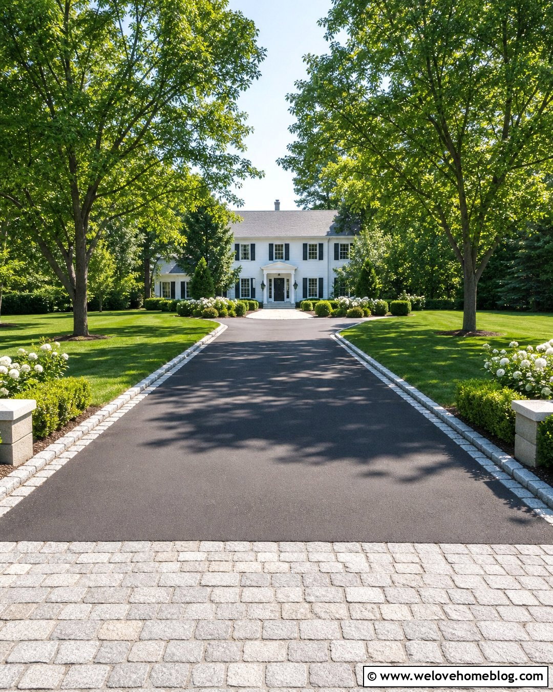 Black Asphalt Driveway With Granite Edging - 25 Elegant Driveway Ideas