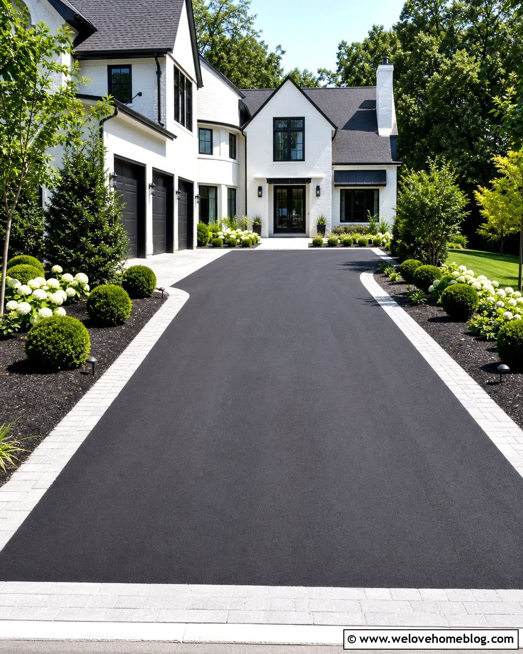 Black Asphalt Driveway With Paver Border - 45 modern driveway ideas