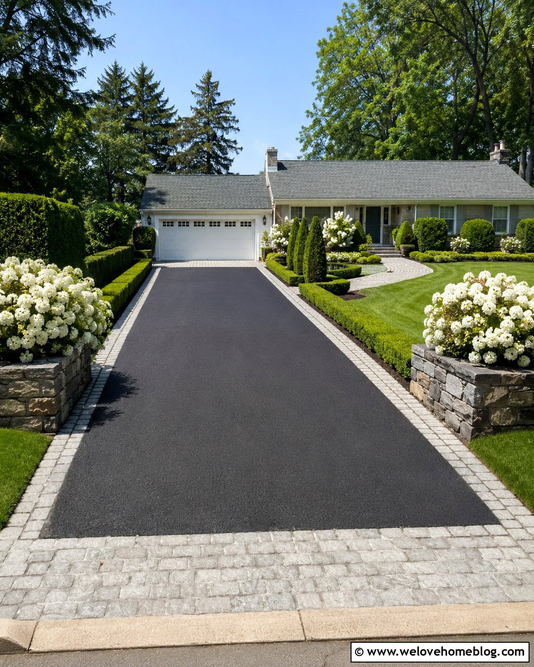 Black Asphalt Driveway With Stone Border - 20 Cool Driveways Ideas