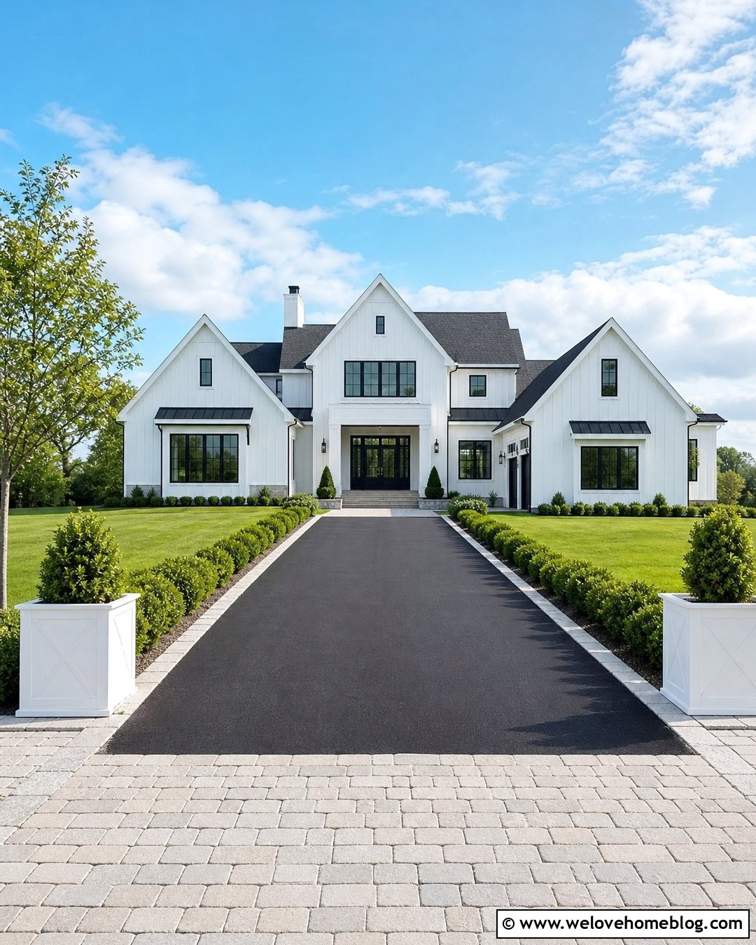 Black Asphalt Driveway With White Stone Borders - 25 driveway decor ideas