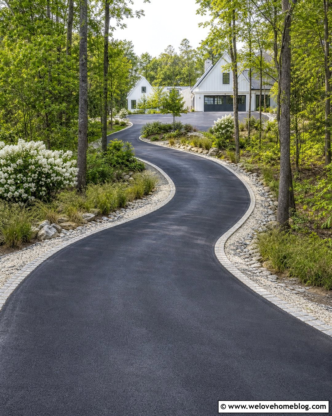 Black Asphalt Steep Driveway - 35 Steep Driveway Ideas