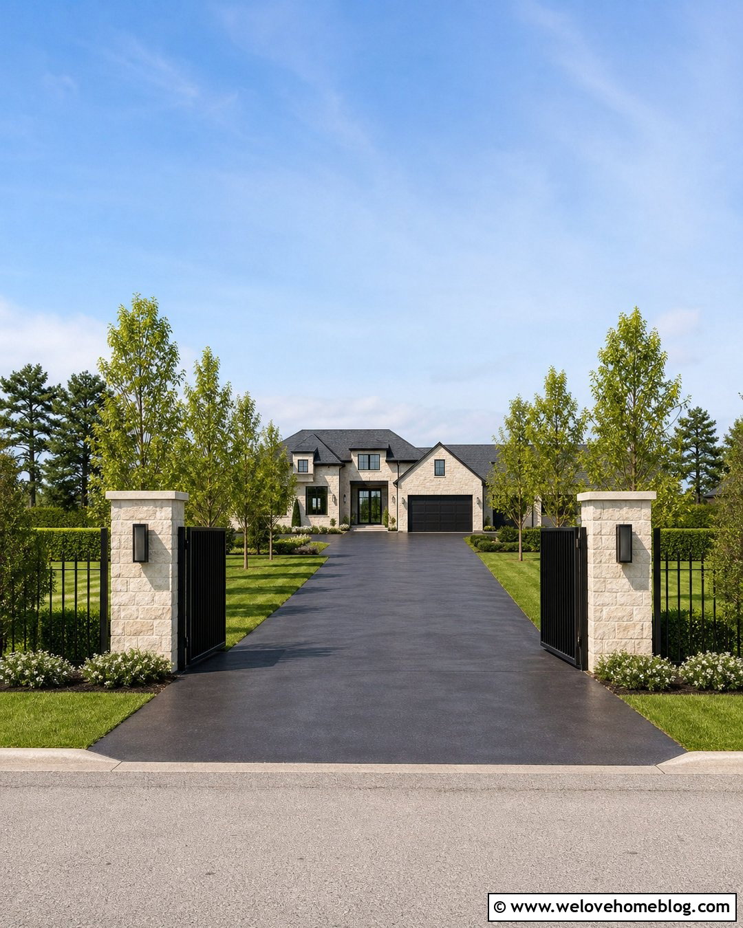 Black Concrete Driveway With Black Metal Gate - 20 black concrete driveway ideas