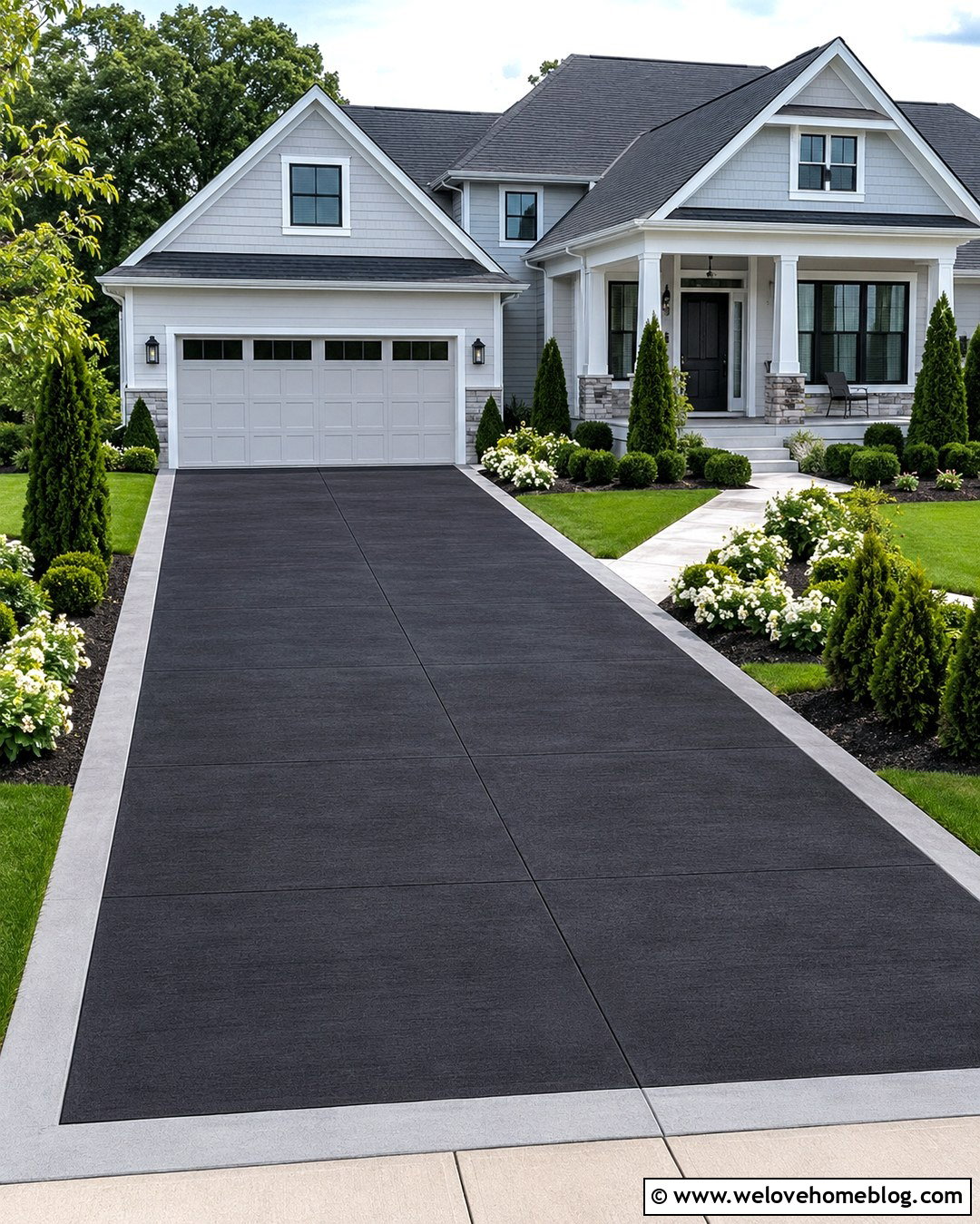 Black Concrete Driveway With White Border - 20 Black Driveway Concrete Ideas