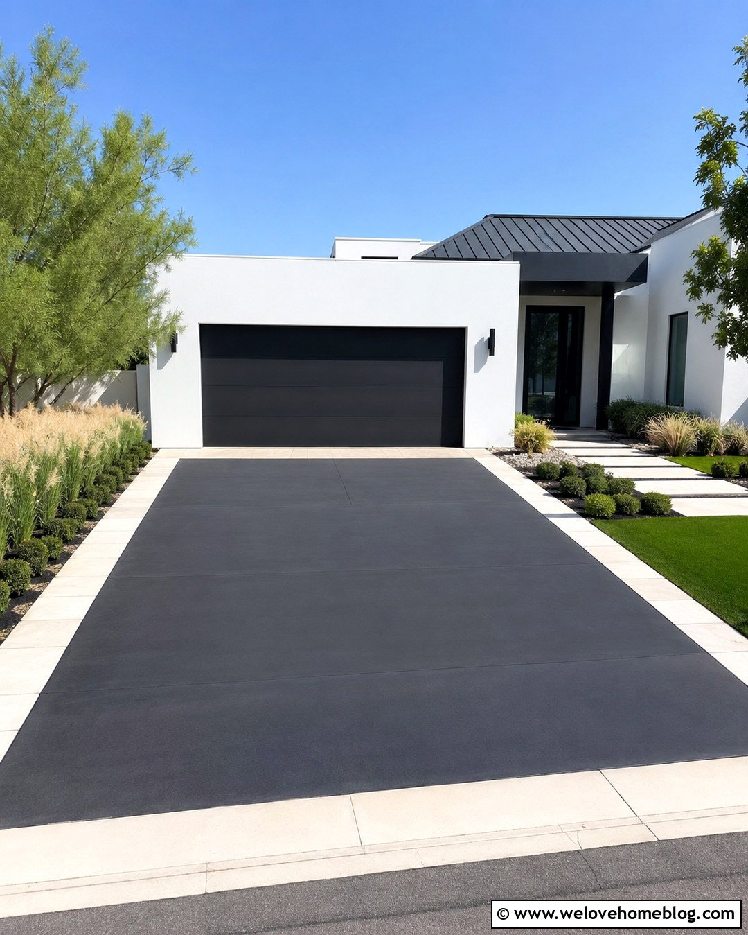 20 Black Concrete Driveway Ideas for Sleek, Modern Homes