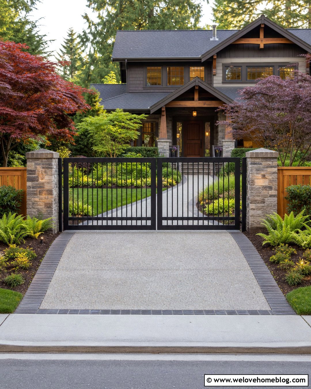 Black Craftsman Driveway Gate - 25 Black Driveway Gate Ideas