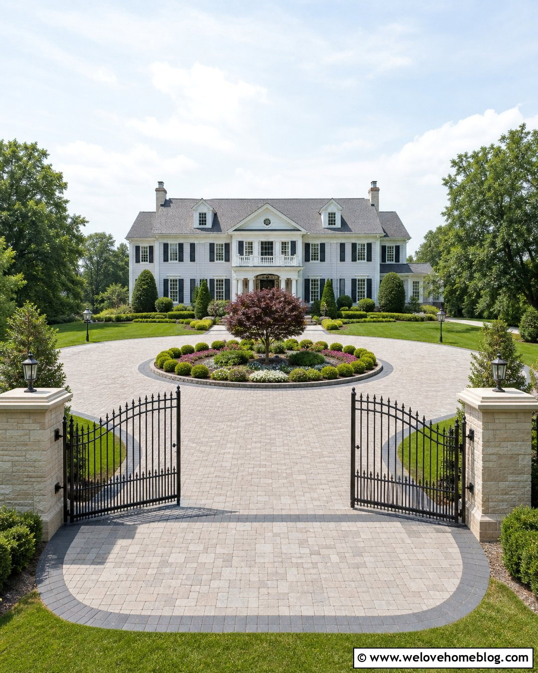Black Gate For A Circular Driveway - 25 Black Driveway Gate Ideas