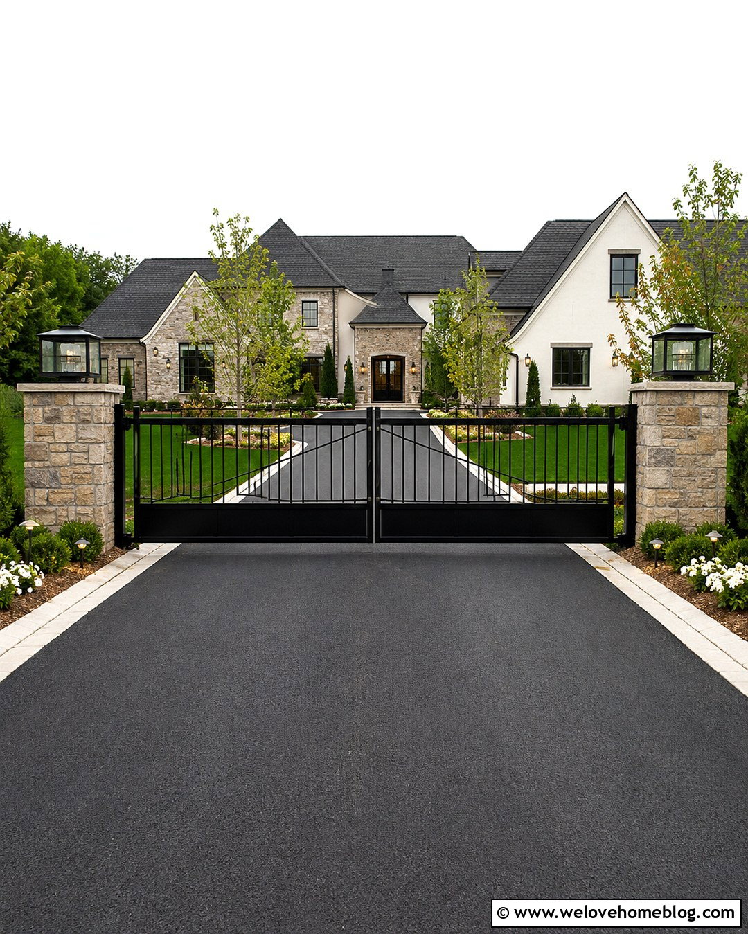 Black Gate Solar Light Driveway Entrance - 20 Solar Light Driveway Entrance Ideas