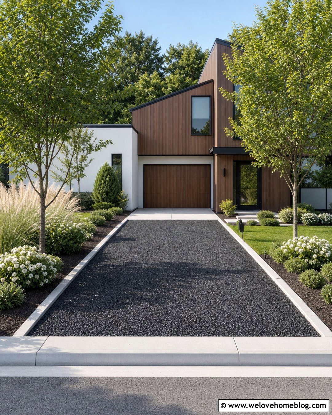Black Gravel Driveway With Concrete Borders - 20 Core Gravel Driveway Ideas
