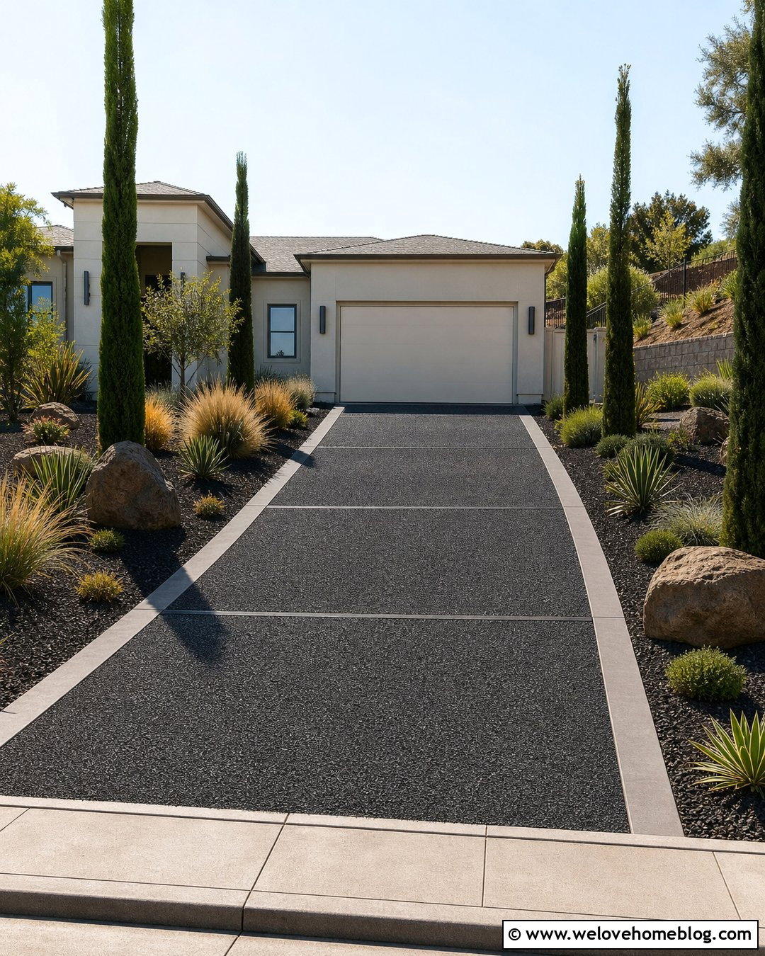 Black Gravel Driveway With Modern Landscaping - 20 Gravel Driveway Pictures Ideas