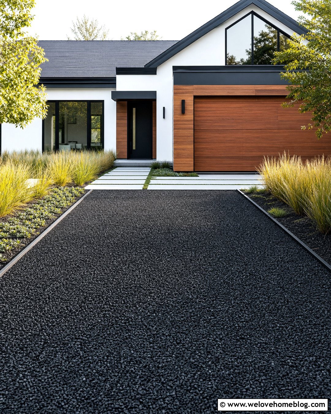 Black Gravel Driveway With Steel Border - 20 gravel driveway with border ideas