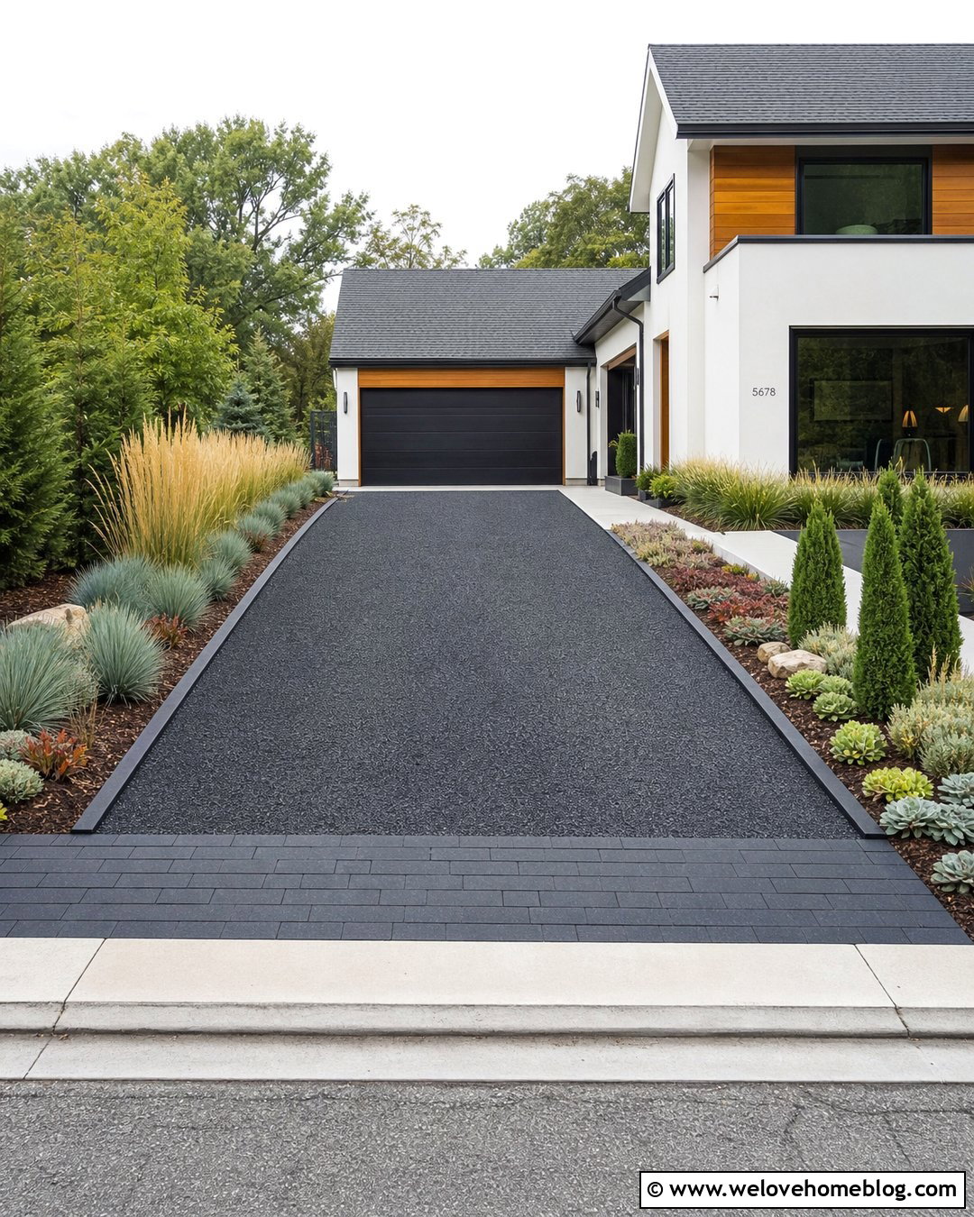 Black Gravel Driveway With Steel Edging - 20 Driveways With Gravel Ideas