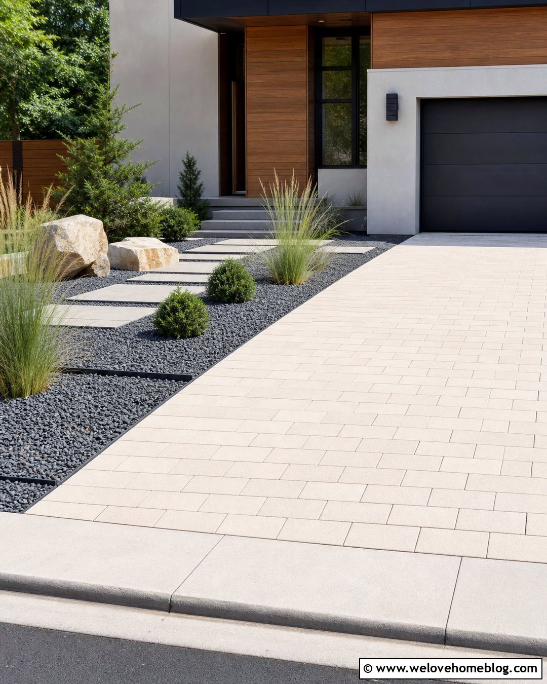 Black Gravel Next To Paver Driveway - 20 gravel next to driveway ideas