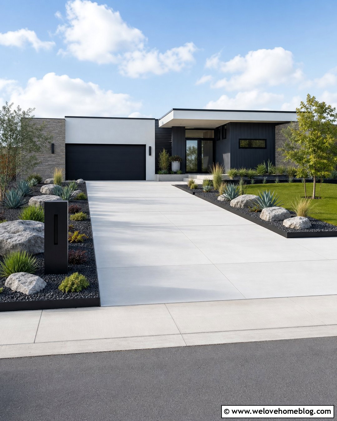 Black Lava Rock Driveway Entrance With Succulents - 20 driveway entrance landscaping rocks ideas