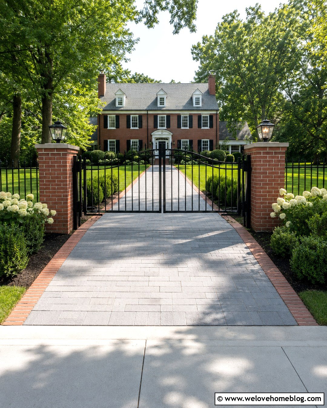 Black Metal Driveway Gate With Brick Pillars - 20 black metal driveway gate ideas