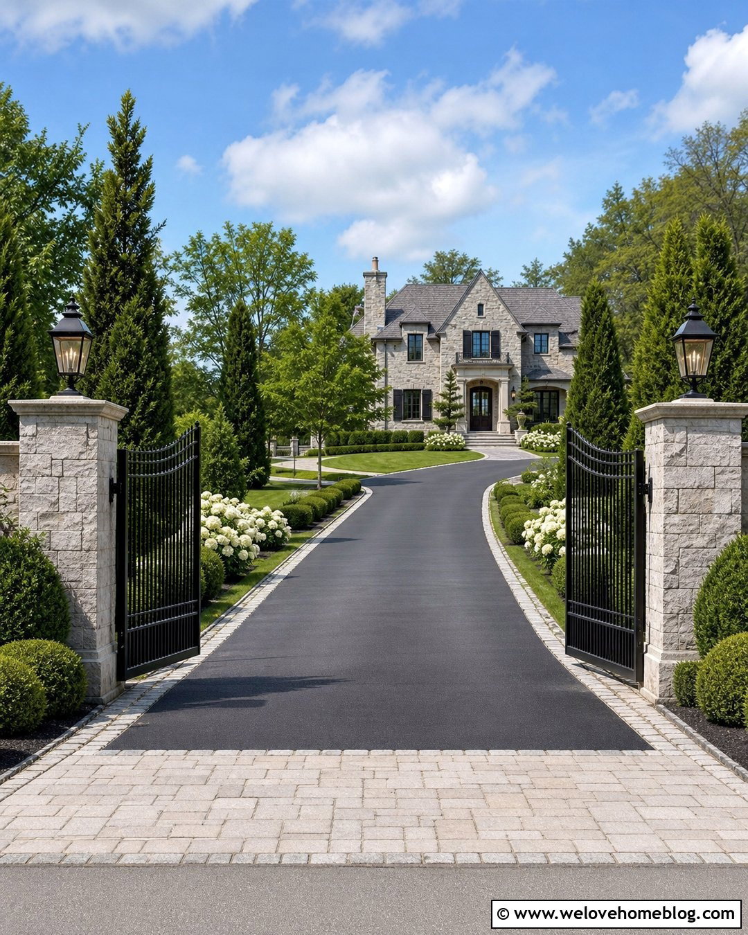 Black Metal Gate Driveway Entrance - 35 End Of Driveway Landscaping Ideas