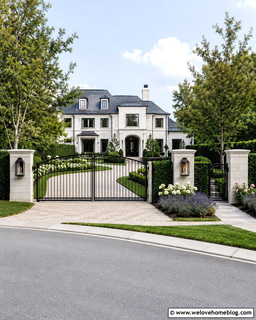 Black Metal Gate Driveway Entrance - 20 Front Yard Driveway Entrance Ideas