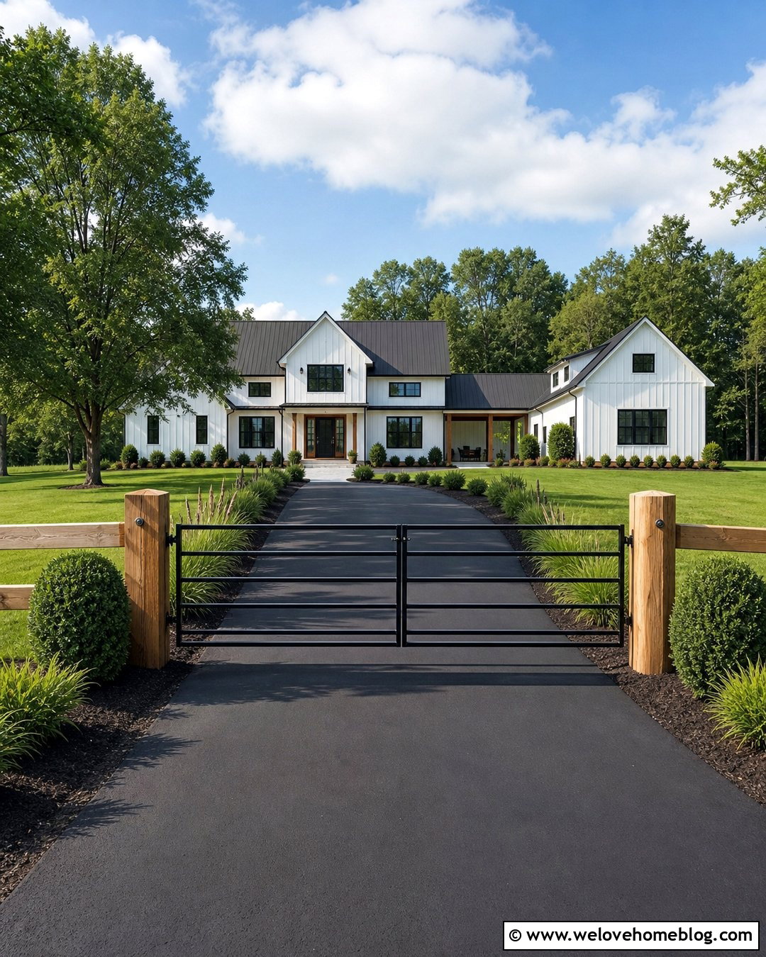 Black Metal Gate With Split Rail Fence - 20 split rail fence driveway gate ideas