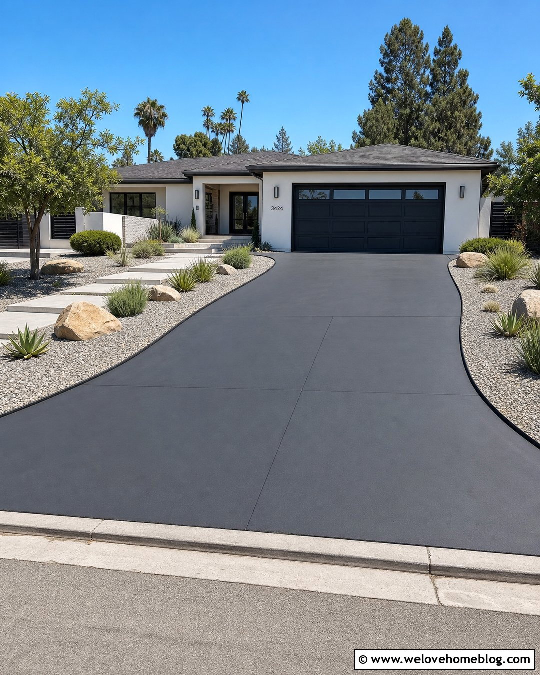 Black Painted Driveway With Gravel Border - 20 Black Painted Driveway Ideas