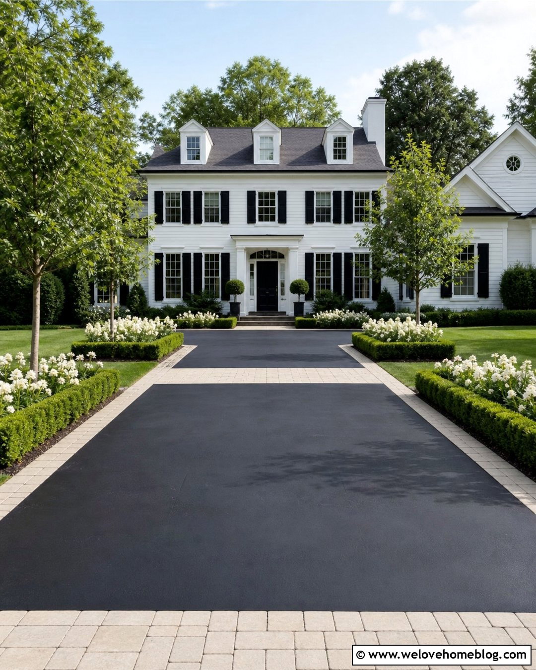 Black Painted Driveway With White Border - 20 Black Painted Driveway Ideas