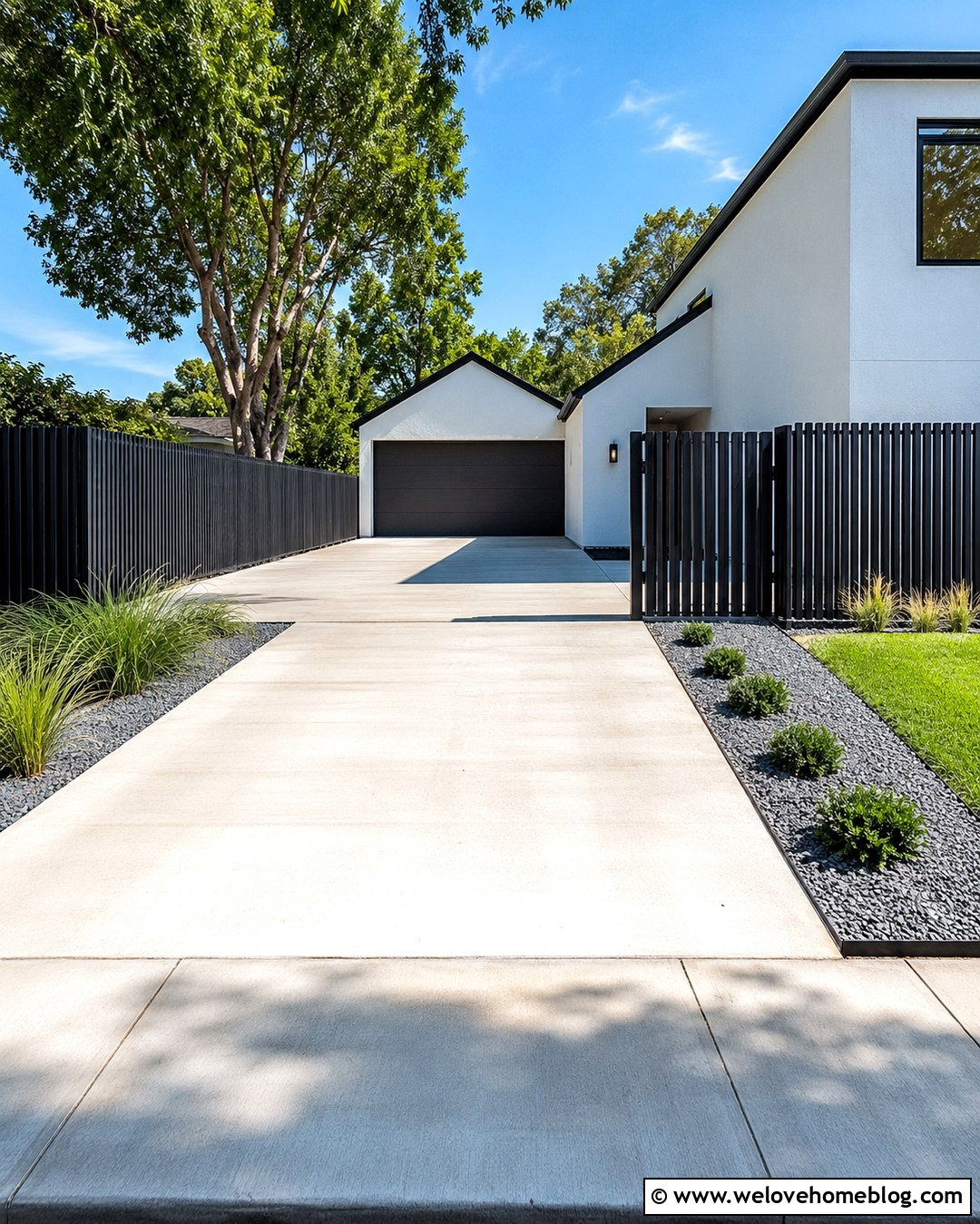 Black Slat Driveway Privacy Fence - 20 driveway privacy fence inspiration ideas
