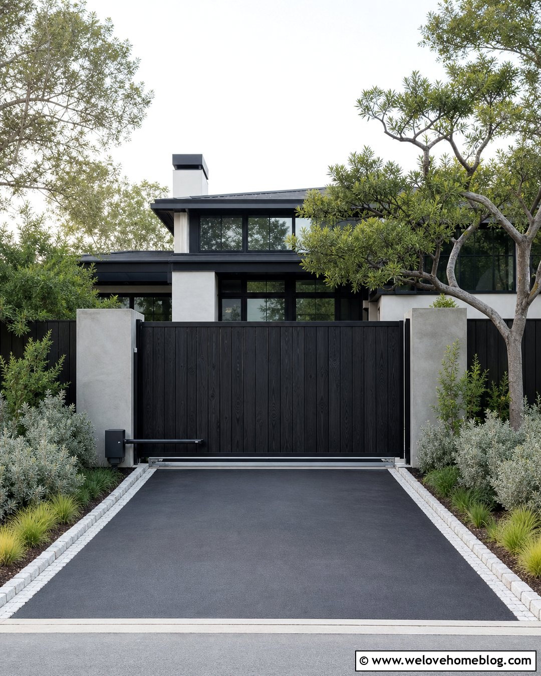 Black Stained Wooden Driveway Gate - 20 Wooden Driveway Gate With Automatic Opener Ideas