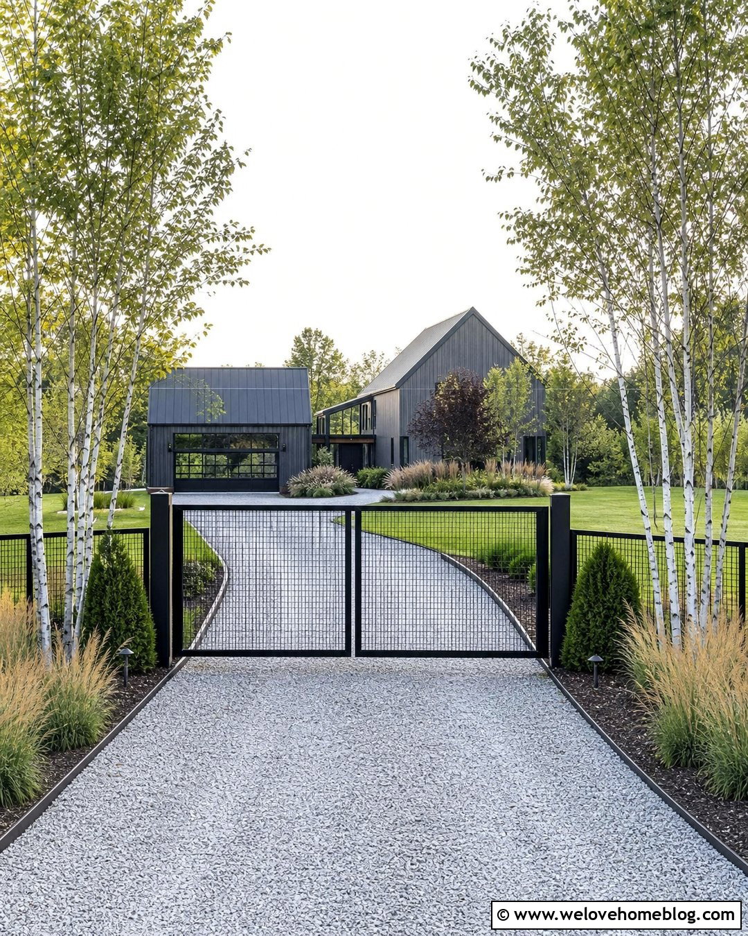 Black Steel Mesh Driveway Gate
