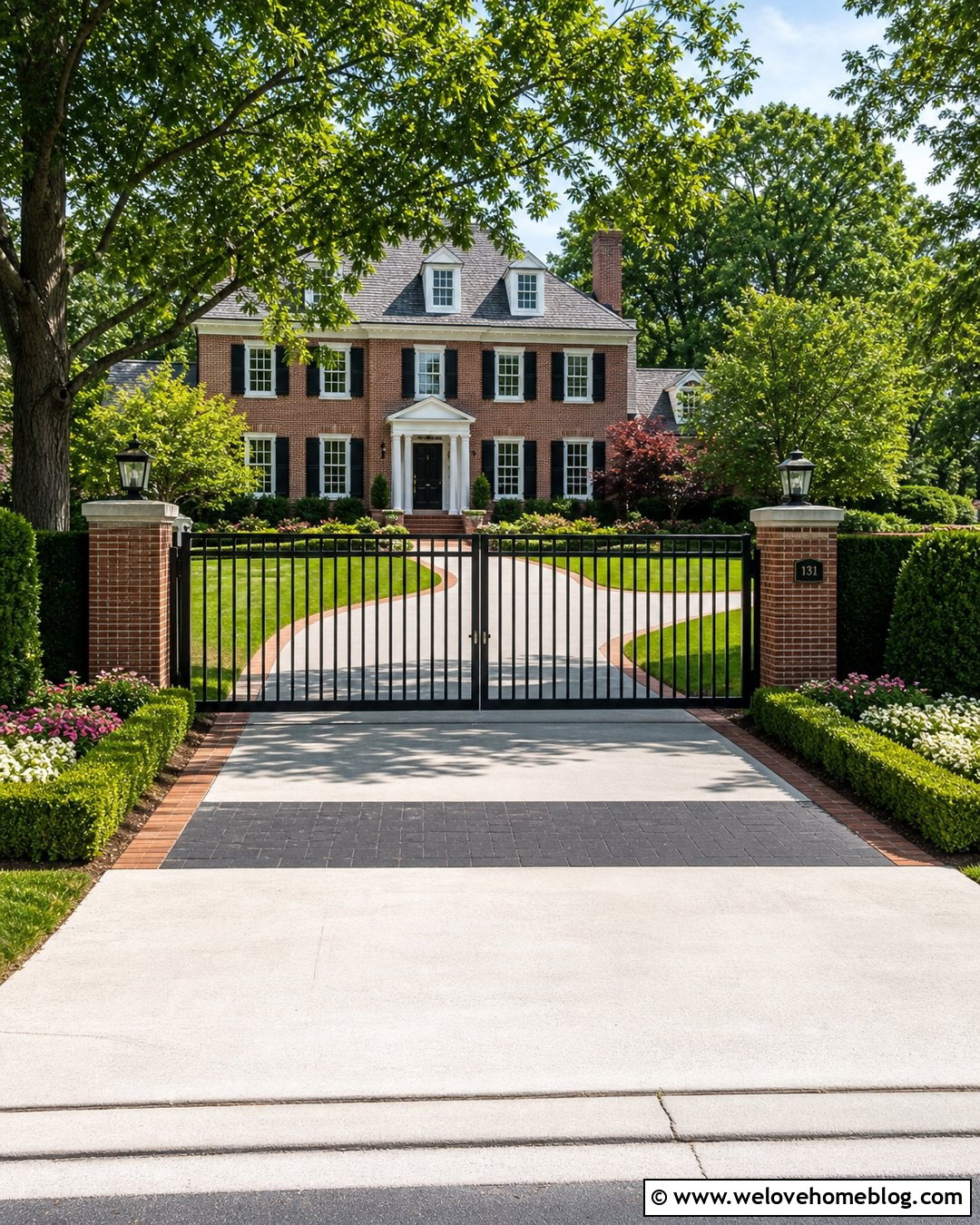Black Vertical Bar Metal Driveway Gate