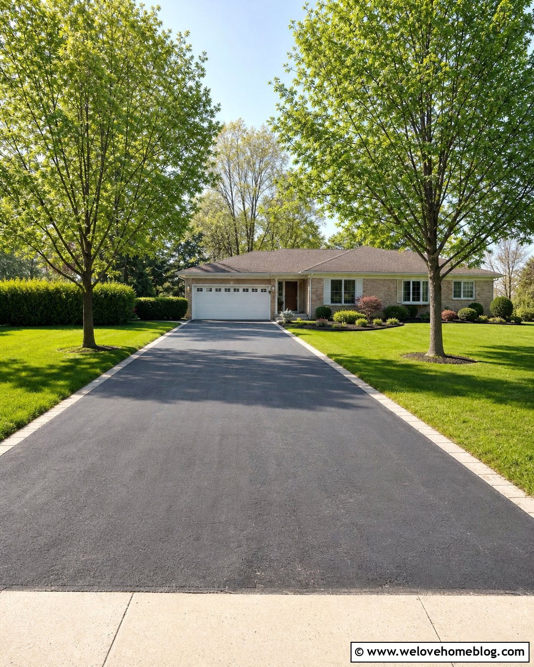 Blacktop Driveway With Grass Strip Border - 30 Blacktop Driveway Ideas