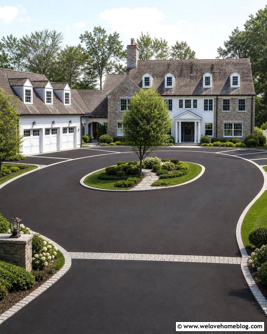 Blacktop Driveway With Parking Court