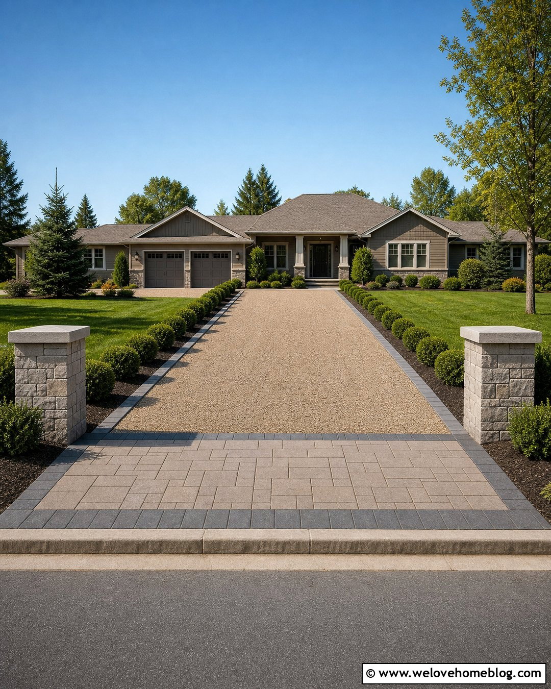 Block Paving Apron And Gravel Driveway - 20 Block Paving And Gravel Driveway Ideas